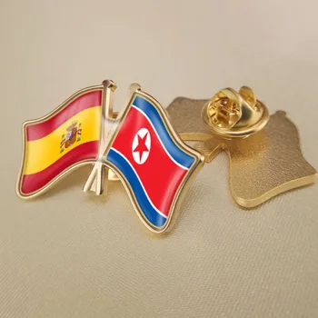 Španjolska i Sjeverna Koreja Prešla Dvostruke Zastave Prijateljstva Igle za Лацканов Broševi Ikone