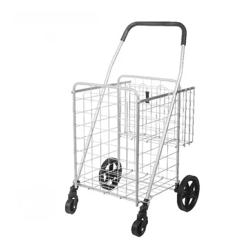 Sklopiva kolica za prtljagu može preuzeti 330 funti, prenosivi ručni kolica od plemenitog čelika s velikim gumenim kotačem 12,5 cm