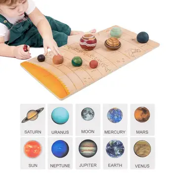 Montessori Solarni Sustav Zagonetka Djeca Dječak Djevojčica Drvene Planeta Igra Saznati Astronomsko Znanje Edukativne Edukativne Igračke
