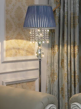 Moderna jednostavna moda crystal dnevni boravak podna lampa kabinet spavaća soba žarulja Europska Američki plava luksuzni kristalnu podna lampa