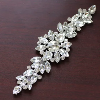 18,2*5,5 cm Bijela Crystal Silver Osnova Cvijet gorski kristal oblog Zonu Za vjenčanje večernje haljine Nakit vezenje na vještački dijamant