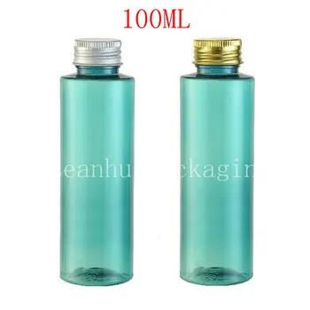 100 ml Zelena plastična boca s ravnim krakom, boca za pakiranje šampon / losion volumena 100 ccm, prazan kozmetički kontejner (50 kom./ lot)
