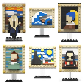 Pixel grafike MOC Cigle Poznate filmove Mini Blokovi Mona Lisa-Zvjezdano Nebo-Portreti Kreativna Obrta, u skladu s Markama