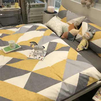 Modni žuto-siva geometrijski set posteljine, single double pamuk twin cijeli kraljica kralj tekstila za domaćinstvo krevetu jastučnicu deka