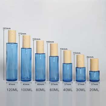 60 ml prazna prijenosni bočica za parfem višekratnu upotrebu, ambalaža za njegu kože luksuzna bočica seruma od plavog stakla na veliko