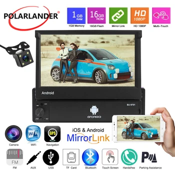 Auto Media player Bluetooth 1din Android pull-Screen Slr Link AUX Touch Screen USB WIFI GPS stražnja Kamera 7 