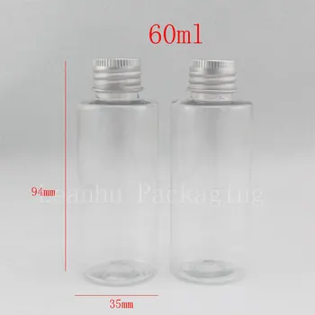 Pokriti aluminijskom prozirne plastične boce volumena 60 ml, boca za pakiranje losiona / Toner kapaciteta 60 ccm, Prazan Kozmetički Kontejner