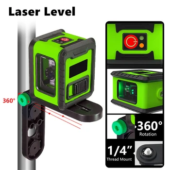 Laserska razini Prijenosni mini infracrveni laserski razinu zeleno svjetlo 2-linijski projektor izuzetno razina vode jaka svjetlost