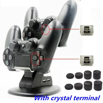 S Kristalnim Terminala DC5V Dual USB Led Kontroler Stalak Dock Stalak za PS4 Slim PS4 Pro PS4 Kontroler Brzo Punjenje
