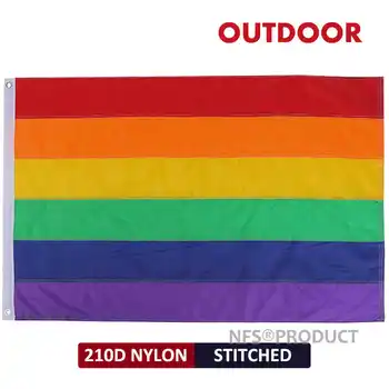 Napravljen Najlon Rainbow Zastava LGBT Gay Pride 90x150 cm Vodootporan Вшитый Prugama Home Vanjski Zastavu i Za Dekoraciju Svečane Parade