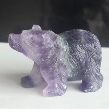 Ručno rezbarenje dragi kamen prirodni kristal, fluorit kvarc medvjed kipić životinja kip