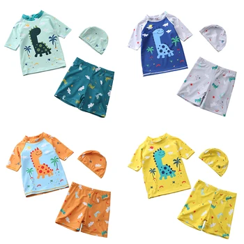 Dječji kupaći kostim Crtani Dinosaur Print Dječaci Kupanje Kratkih Rukava Zaštita Od Sunca, UV Zaštita Plaža Dječje Odjeće Za Kupanje Kupaći Kostim Dijete