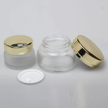 Veleprodaja prazan 20 ml форстед / prozirna plastična pakiranja banke za krema za oči sa zlatnim poklopcem, stakleni spremnik za kreme