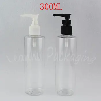 300 ml Prozirna plastična boca s ravnim krakom, 300 ccm Šampon / Losion za flaširanje, prazan Kozmetički kontejner (20 kom./lot)