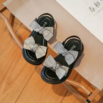 2022 Ljetna Nova Dječje cipele za djevojčice, slatka cipele princeza s Lukom, koreanska verzija, trendi sandale sa Šljokicama za djevojčice, Veličina 26-36