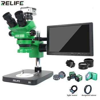 Mikroskop RELIFE RL-M5T 7-50x s Kontinuiranim povećanjem Тринокулярный za Zavarivanje pcb-Matična ploča Mobilnog telefona, Identifikaciju nakit