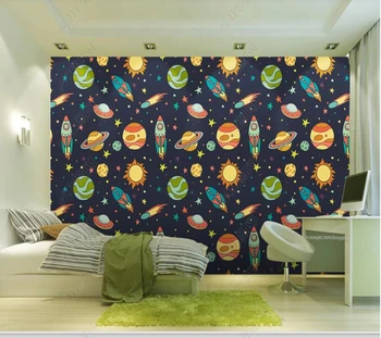 Papel de parede fantasy crtani prostor planet svemirski brod 3d desktop slike, spavaća soba tapete, dekoracije doma