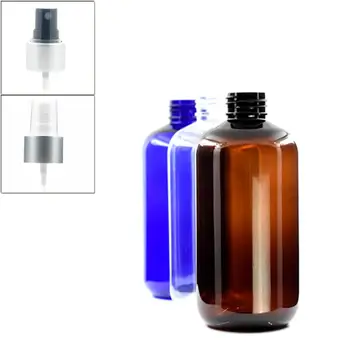 250 ml prazna бостонская okrugla plastična boca, prozirna / plava / amber PET-boca sa crno / bijelim aluminijskim pištoljem sitne magle