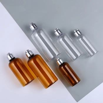 kontejneri za plastične boce s matirano Srebrnim Poklopcima 100 m 200 ml 300 ml za kozmetiku PP cap PET plastične boce s диспенсером Amber transparentno