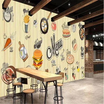 Običaj Hamburger, pizza Zapadni Restoran Brze Hrane Pozadina Zidno Slikarstvo Desktop 3D zalogajnica Hamburgere i hotdog Desktop 3D