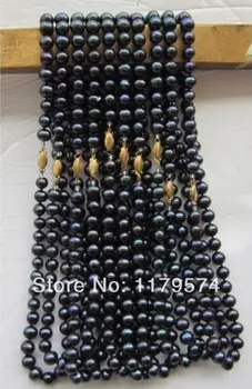 Novost, 10 kom., 7-8 mm, prodaja na veliko, Crno Biserna Ogrlica sa visokim kvalitetom, ženska Moda, Dizajn nakita, Božićnih poklona 18 