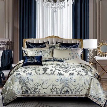 Plava crvena king i Queen size setove posteljine Luksuzni silk satiny set posteljine kit plahti, set posteljine jastučnice ropa de cama