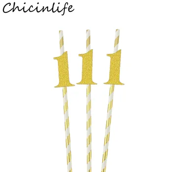 Chicinlife 10шт 1-6 Godina Papirnate Slamke Rođendan Dječji Tuš Dječak Djevojčica 1. Rođendan za Jednokratnu upotrebu Slamke Za Piće Pribor