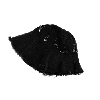 Ljetni unisex kantu šešir crni gothic grunge rubova šešir ribarski šešir UV zaštita od Sunca šešira za žene, aktivni odmor