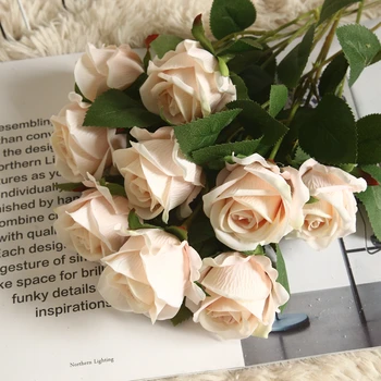 10ШТ Umjetno Cvijeće Proizvođači Uređenje Doma Svila cvijeće Ruža Odmor Vjenčanje Zid Biljka Zid Umjetni Cvijet