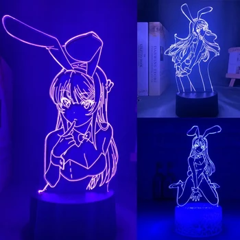 3D animirani film Waifu Mai Sakurajima noćno svjetlo Dječji Dar Dekoracija Spavaće sobe Atmosfera Anime Lampa Sakurajima Bunny Girl LED Lanp
