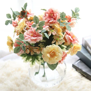 1 Buket High-End Umjetni Cvijet Čajna Ruža Drži Snop Ulje Na Platnu Imitacija Cvjetnog Ruže Uređenje Interijera