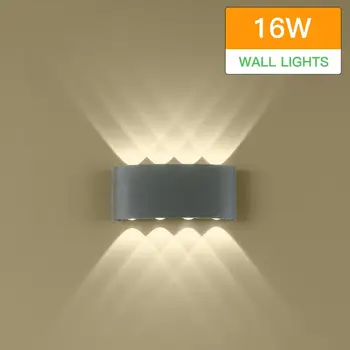 16 W Led Lampa Vanjski zidne lampe GORE/Dolje Meko Svjetlo Vodootporan IP65 Aluminijski zidni Svijećnjak Trijem Svjetla Moderna vanjska rasvjeta