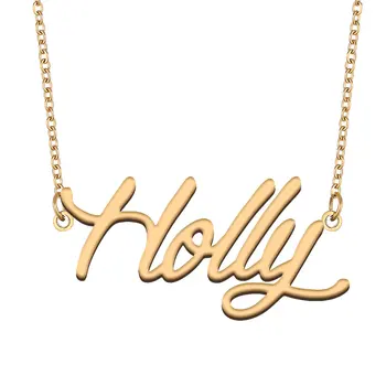 Holly Pločica S Imenom Lanca I Ogrlice za Žene od Nehrđajućeg Čelika Nakit Zlatne Ime Lanca Privjesak Femme Majke Djevojka Poklon