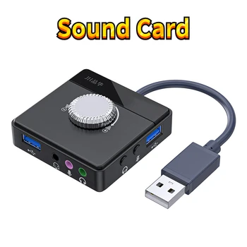 3 porta sa priključkom od 3,5 mm, Bez vozača Vanjski adapter zvučne kartice USB s podesivom glasnoćom Zvučna kartica Vanjski adapter stereo zvuka