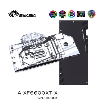 Blok za hlađenje vode grafičkog procesora Bykski za XFX Radeon RX 6600XT Speedster Merc 308/V2 OC, bakreni radijator za hlađenje VGA, 5/12 A-XF6600XT-X