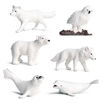 Имитированная model životinja mini solidan белуха bijeli medvjed medvjedici песец snježna sova morska igračka za životinje