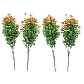 16ШТ Umjetno Cvijeće Na Otvorenom Otporna Na Uv Zračenje Biljke, Umjetna Plastična Zelenilo Grmlja Biljke Narančasta