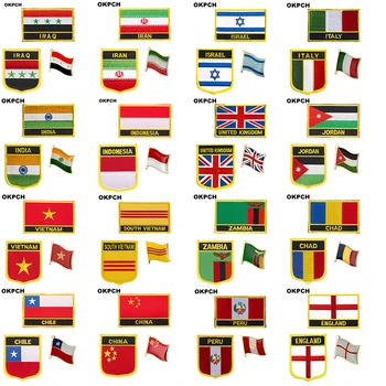 Čad čile Vijetnam Zambija Jordan Nacionalna Zastava Izvezena Željeza Нашивки za Odjeću Metalne ikone DIY Pila na Нашивках