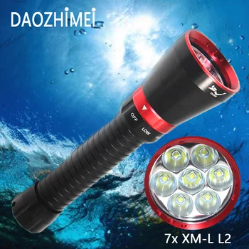 Profesionalni Vodootporan Svjetiljka za ronjenje 7x XML L2 Led Žuta/Bijela Svjetlost Podvodni Taktička Lampa za Porinuće 26650 Baterija