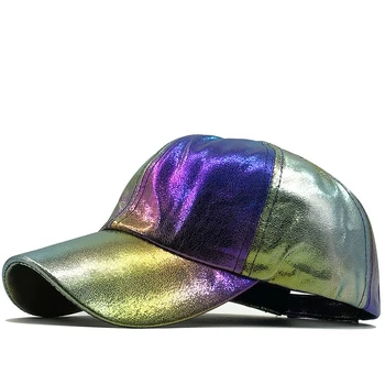 Moderan šešir u stilu hip-hop, čija se boja mijenja Duge, kapu od umjetne kože, kapu za zurke 