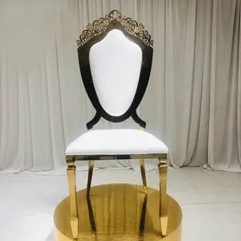 Tvornica izravan blagovaona stolice moderan, jednostavan luksuzni hotelski europsko-američki kvalitetna stolica od nehrđajućeg čelika s bijelim kožnim naslonom