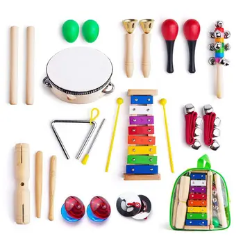 Glazbeni instrumenti za djecu s torbicom za nošenje, Set glazbene udaraljke igračaka 12 1 za djecu s ксилофоном, ritam grupe, тамбурином, M
