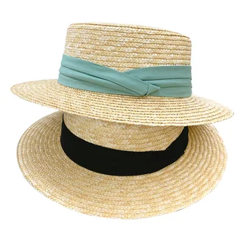 Doitbest Muška Godišnje солнцезащитная šešir U britanskom retro stilu s ravnim krovom, Slamnati šešir Za Parove, ženski, More, plažu za odmor, солнцезащитная šešir