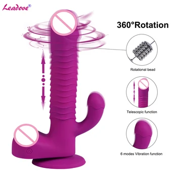 6 Načina Teleskopski Dildo Vibrator USB G Spot Rotacije Vibracije Silikon Seks-Igračke Stimulator Klitorisa Za Žene SQ-V10072