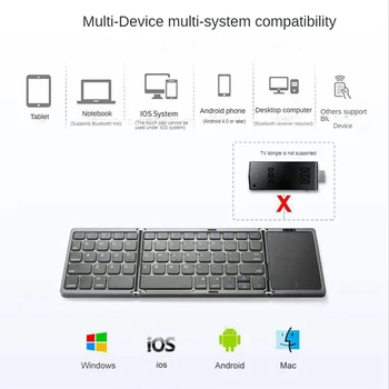 Prijenosni Mini-Sklopivi Bežična Tipkovnica Bluetooth 5.1 S 3-kanalni priključkom Za Windows Android Tablet Phone