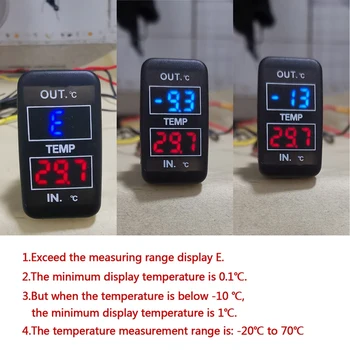 Prikaz temperature unutrašnjosti i Vanjštine Automobila s Dvostrukim Senzorom Temperature za Toyota Camry Corolla Yaris RAV4 Land Cruiser