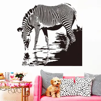 Knjige O Umjetnosti Novi Dizajn Jeftini home dekor vinil Zebra u rijeci zidne naljepnice izmjenjivi PVC životinja pitke vode naljepnica za dnevni boravak