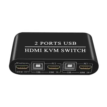 Višenamjenski KVM-switch visoke razlučivosti 4K, kompatibilan sa HDMI, 2-Port USB-Ručni Prekidač, Kutija, Tipkovnica, Miš, Razdjelnik