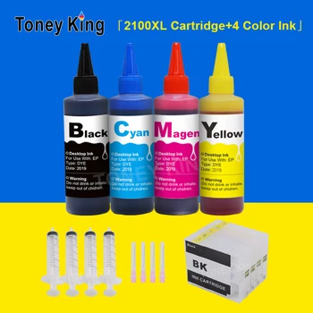 Toney King PGI-2100 za Višekratnu upotrebu Ink cartridge + 4 Boce Boje Tinte za Canon MAXIFY Ib4010 IB4110 MB5110 Pisač za PGI2100
