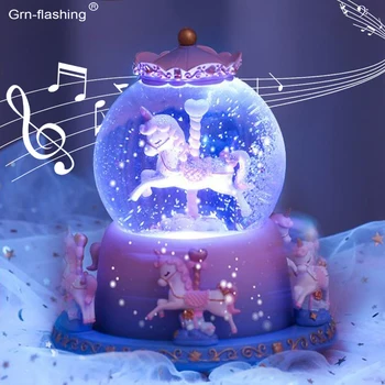Automatska Rotacija Music Kristalna Kugla Led Muzička Kutija noćno svjetlo Spavaća soba Lampe za Blagdan Božić rođendanski Poklon za Malu Djecu